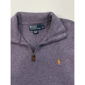 Polo Ralph Lauren Mens Purple Quarter-Zip Pullover Sweater XL Cotton